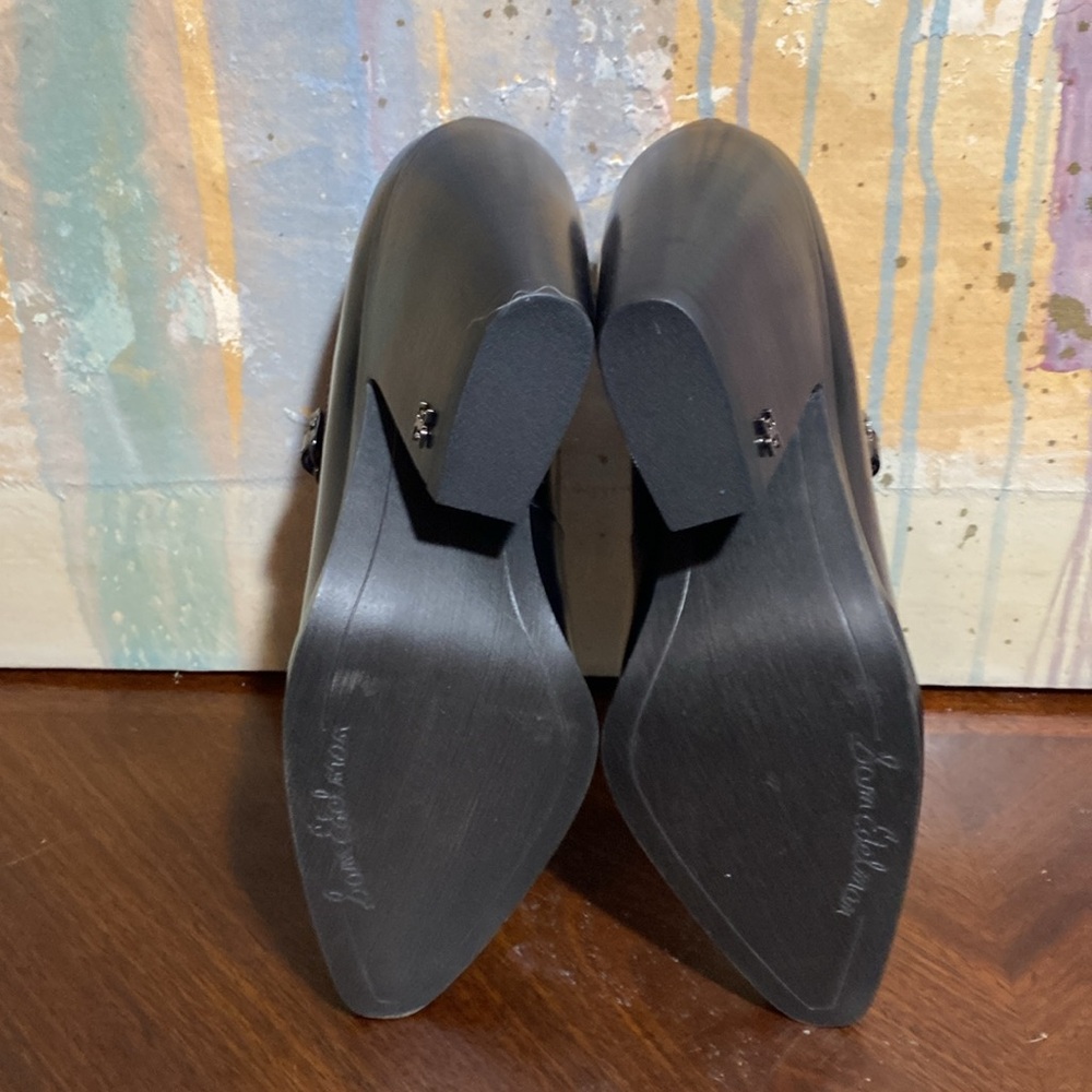 Sam Edelman Aleksa Black  Leather Mary Jane Blocked Heel Pointed Toe Pumps W 7 - Picture 5 of 7